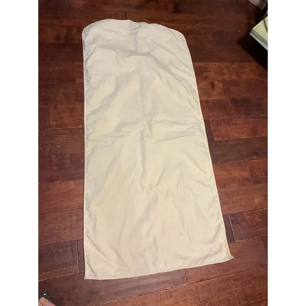 Neiman Marcus Cloth Garment Bag / Travel Suit Bag Zip Cream Long 53”x 25”
